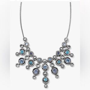 🆕🌟 RARE BRIGHTON VINTAGE NWT! Halo Burst Silver-Tone Blue Crystal Bib Necklace🌛